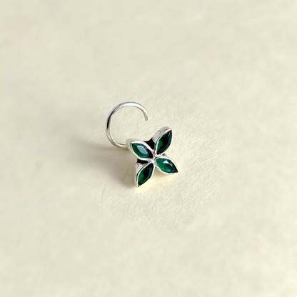 jsaj Emerald 999 Silver Plated Sterling Silver Nose Ring