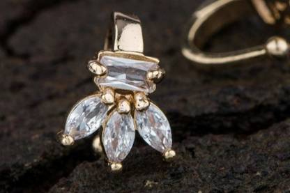 SHREEVARAM Cubic Zirconia, Diamond Gold-plated Plated Brass Nose Stud