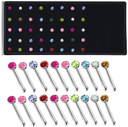 ADF Crystal Silver Plated Crystal Nose Stud