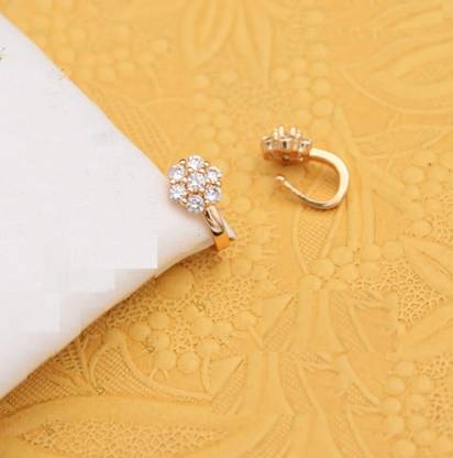 VAANYA Cubic Zirconia, Diamond Gold-plated Plated Brass Nose Stud