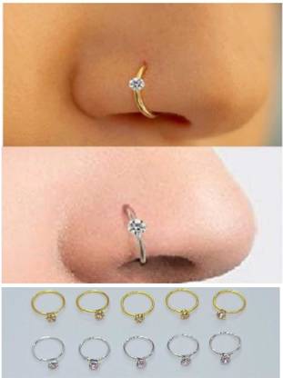 Trend Flux Crystal Silver, Gold-plated Plated Alloy Nose Ring Set