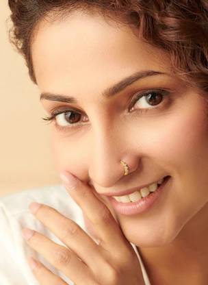 Krishna jewellers Cubic Zirconia Gold-plated Plated Brass Nose Ring