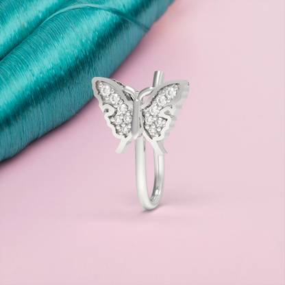 ZALKARI Zircon Silver Plated Sterling Silver Nose Stud