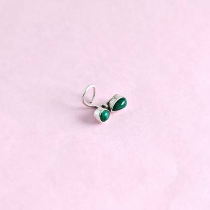 jsaj Malachite 999 Silver Plated Sterling Silver Nose Ring