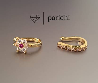 Paridhi Gold-plated Plated Brass, Copper Nose Stud Set