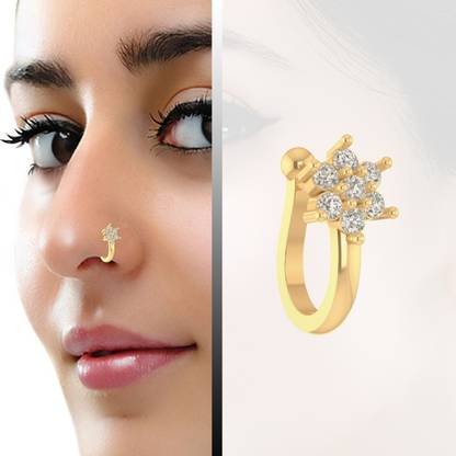 VAMA Diamond Gold-plated Plated Metal Nose Ring