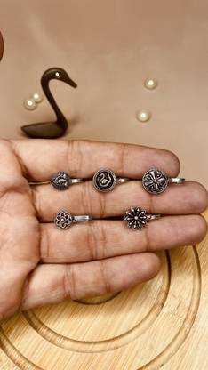 Trilohna Silver Plated Brass Nose Stud Set