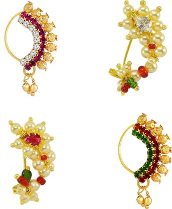 KYOOT JEWELS Ruby, Emerald, Diamond Gold-plated Plated Brass, Stone Nose Stud