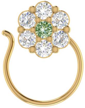 SHREEVARAM Cubic Zirconia Gold-plated Plated Brass Nose Ring