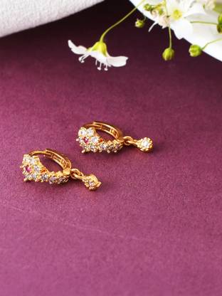 Jat Jewellers Cubic Zirconia Gold-plated Plated Brass Nose Ring