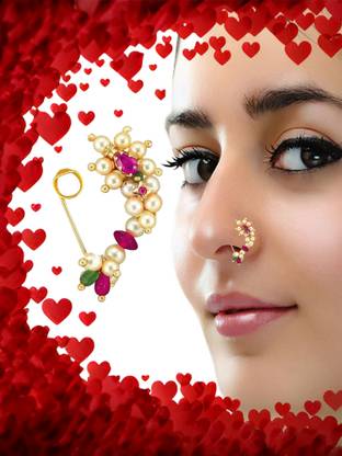 THANU'S CRAFT Pearl Gold-plated Plated Metal, Mother of Pearl Nathiya