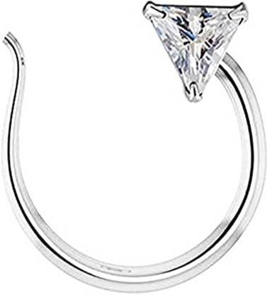 jsaj Zircon Sterling Silver Plated Sterling Silver Nose Stud