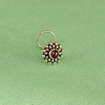 jsaj Onyx Sterling Silver Plated Silver Nose Ring
