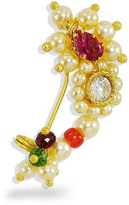 SHI Jewellery Cubic Zirconia Gold-plated Plated Mother of Pearl Nose Ring
