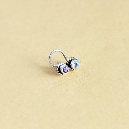 jsaj Ruby, Zircon 999 Silver Plated Sterling Silver Nose Ring