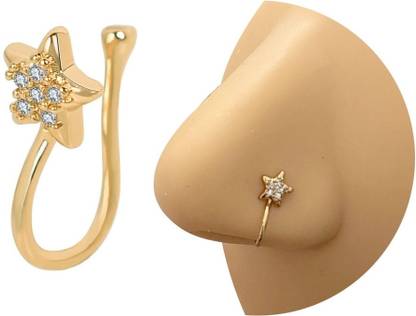 JEWELFY Cubic Zirconia Gold-plated Plated Copper Nose Stud