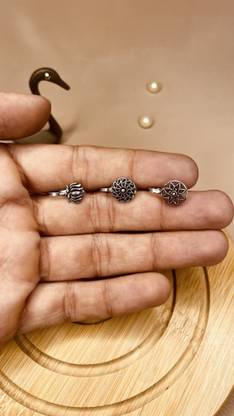 Trilohna Silver Plated Brass Nose Stud Set