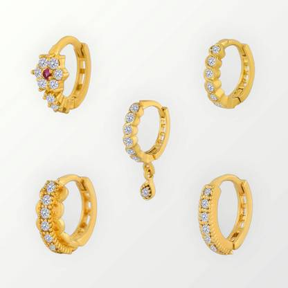 Jat Jewellers Ruby Gold-plated Plated Brass Nose Ring