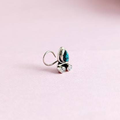 jsaj Turquoise 999 Silver Plated Sterling Silver Nose Ring