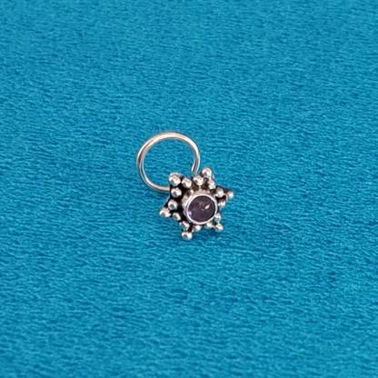 jsaj Onyx Sterling Silver Plated Silver Nose Ring