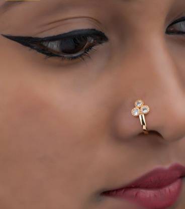 SHREEVARAM Black Silver Plated Acrylic Nose Ring