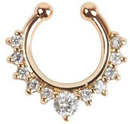 Chandrika Pearls Crystal Gold-plated Plated Brass Nose Ring