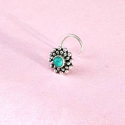 jsaj Onyx Sterling Silver Plated Silver Nose Ring