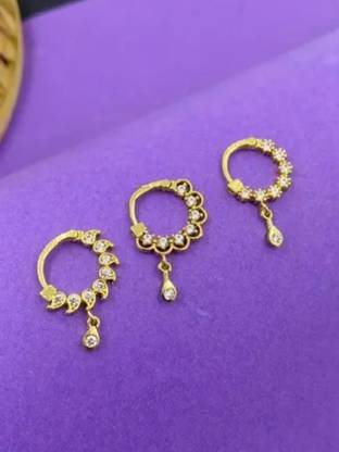 HATRENDZ Zircon Gold-plated Plated Brass Nose Ring