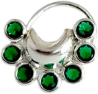 jsaj Emerald Sterling Silver Plated Silver Nose Ring