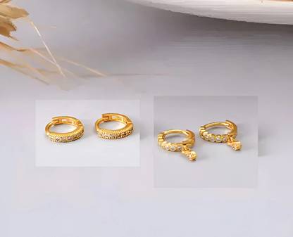 Paridhi Cubic Zirconia Gold-plated Plated Brass, Copper Nose Stud Set