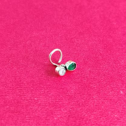 jsaj Zircon, Emerald 999 Silver Plated Sterling Silver Nose Ring