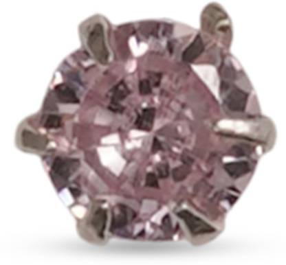 TVISVA JEWELS Cubic Zirconia Rhodium Plated Sterling Silver Nose Stud