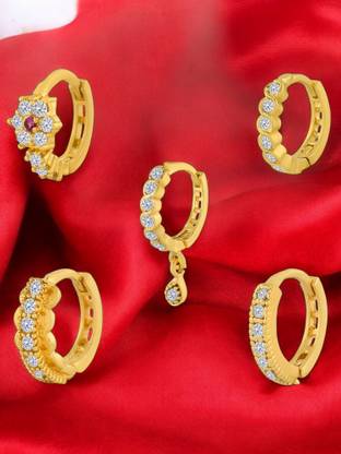 Jat Jewellers Ruby Gold-plated Plated Brass Nose Ring