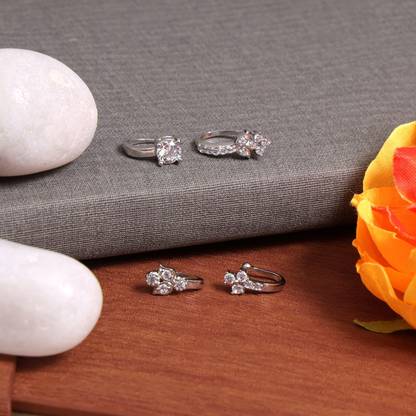 MALIFIONNA Cubic Zirconia Silver Plated Brass Nose Ring