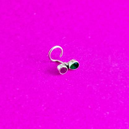 jsaj Ruby, Emerald 999 Silver Plated Sterling Silver Nose Ring