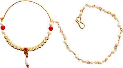 Nawab Collection Cubic Zirconia Gold-plated Plated Alloy Nathiya
