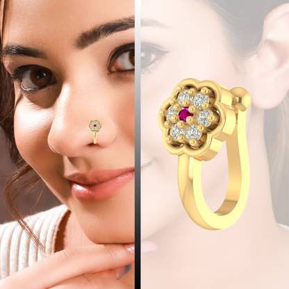 VAMA Crystal Gold-plated Plated Metal Nose Ring