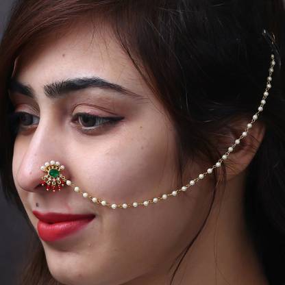 AHOORA Crystal Silver Plated Alloy Nose Ring