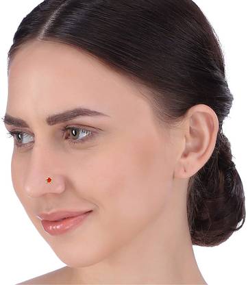 RED RUBY CREATIONS Cubic Zirconia Gold-plated Plated Brass Nose Stud