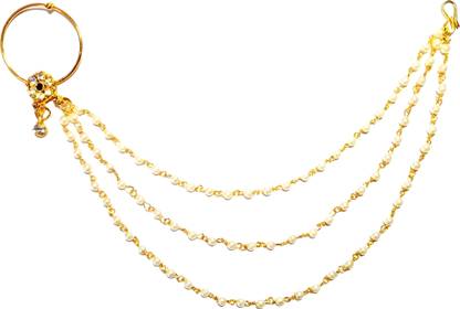 Nawab Collection Cubic Zirconia, Beads Gold-plated Plated Alloy Nose Ring