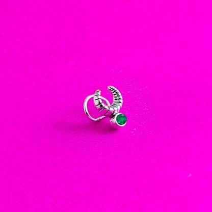 jsaj Emerald 999 Silver Plated Silver Nose Ring