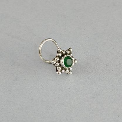 jsaj Onyx Sterling Silver Plated Silver Nose Ring
