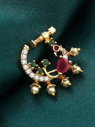 YELLOW CHIMES Gold-plated Plated Brass Nose Ring