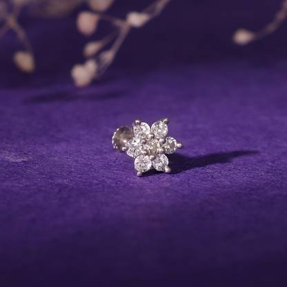 GIVA Zircon Rhodium Plated Sterling Silver Nose Ring