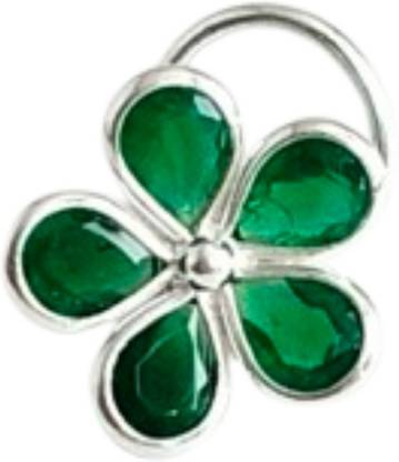 jsaj Emerald Sterling Silver Plated Silver Nose Ring