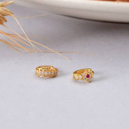 Jat Jewellers Cubic Zirconia Gold-plated Plated Brass Nose Ring