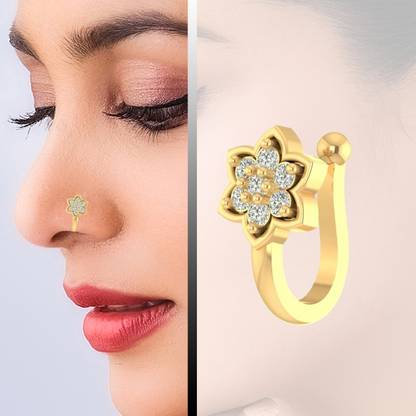 THANU'S CRAFT Crystal Gold-plated Plated Metal Nose Ring