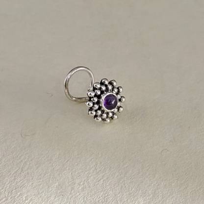 jsaj Onyx Sterling Silver Plated Silver Nose Ring