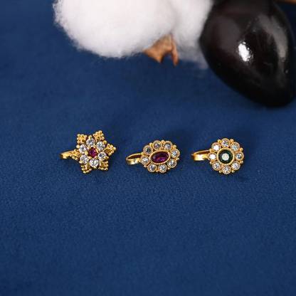 Tanusha Jewels Zircon Gold-plated Plated Brass Nose Stud Set
