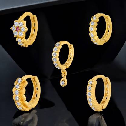 Jat Jewellers Ruby Gold-plated Plated Brass Nose Ring